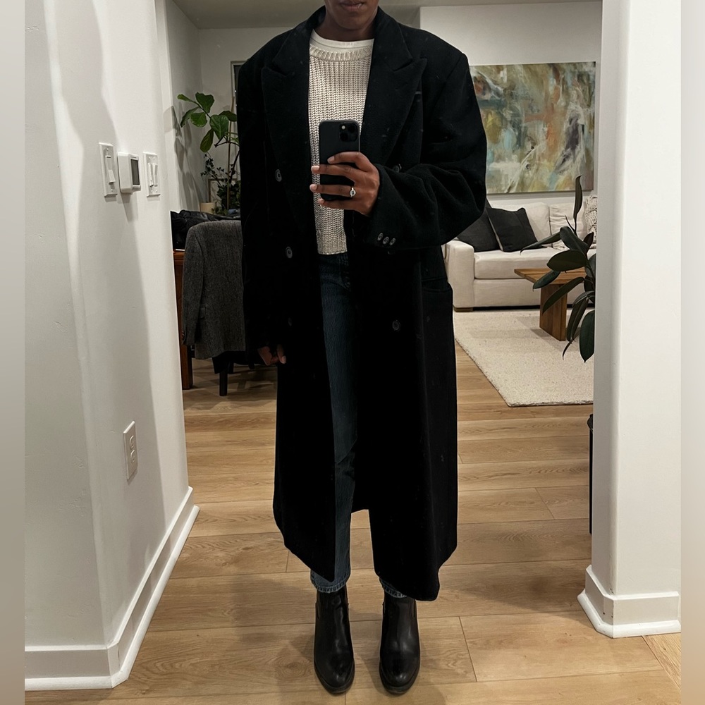 Wool Cashmere Coat in Black by J.G. Hook